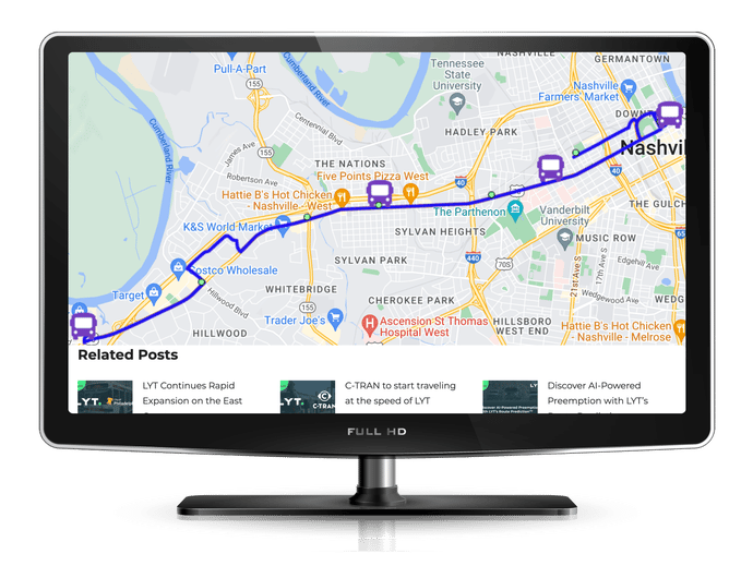 LYT dashboard showing Transit Signal Priority along a map