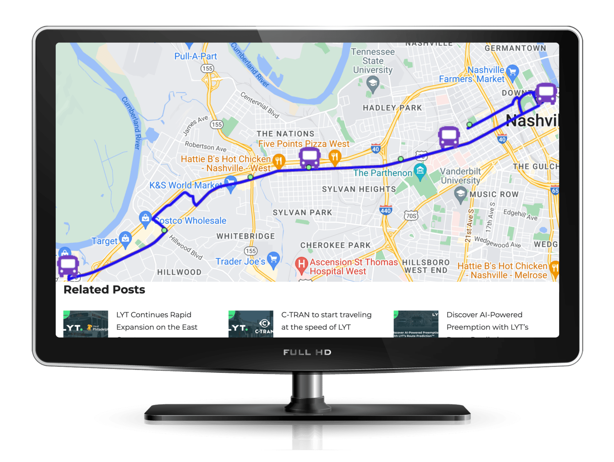 LYT dashboard showing Transit Signal Priority along a map