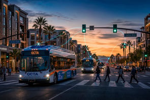 OC Bus on the Harbor Boulevard corridor using LYT transit signal priority across Orange County