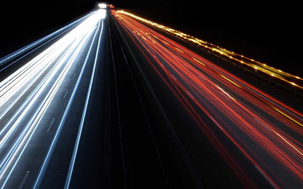 Freeway at night, long exposure