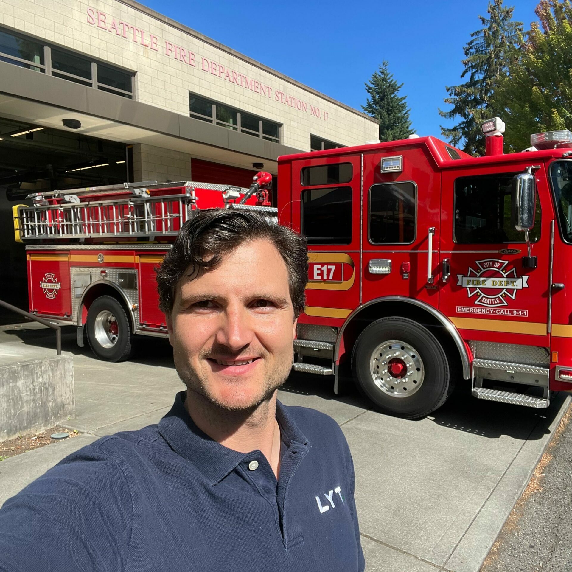 LYT CEO Tim Menard with Seattle Fire Truck